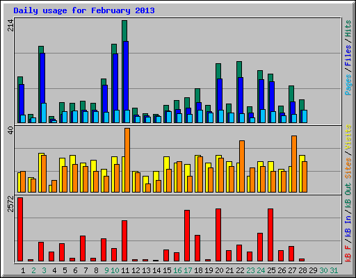 Daily usage for February 2013