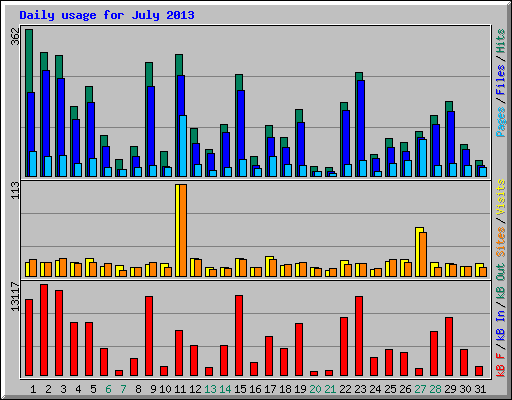 Daily usage for July 2013