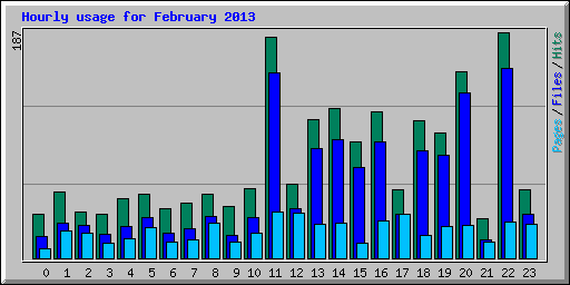 Hourly usage for February 2013